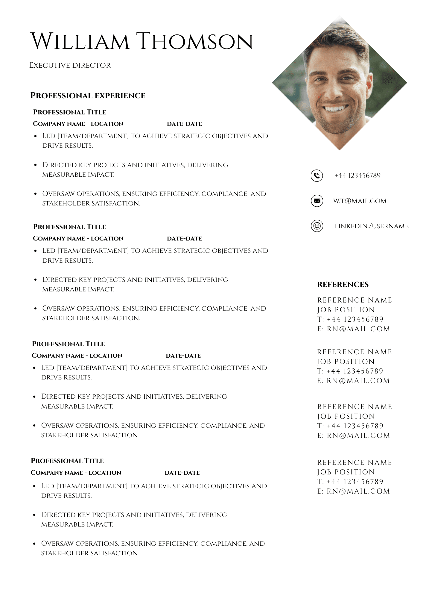 Executive CV Template – Elegant, ATS-Friendly & Editable in Canva - Image 2