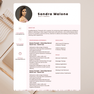 Beauty Therapist Resume